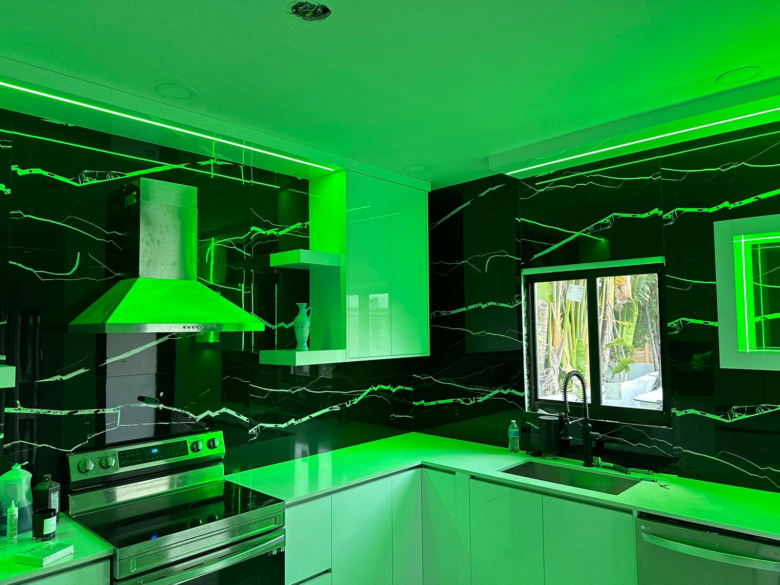Black Marble Kitchen with LED Lighting