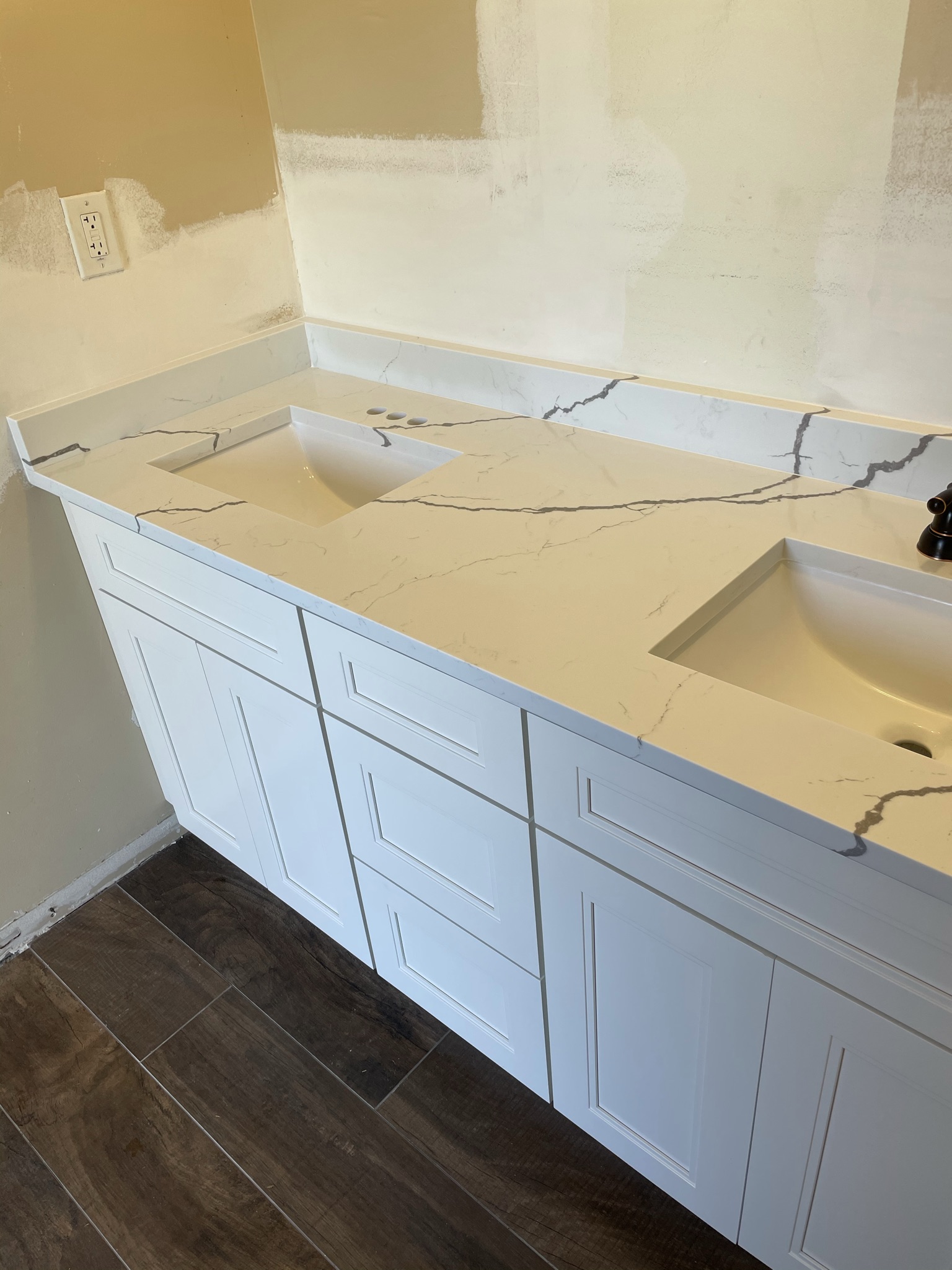 Double-Vanity Bathroom — Marble Countertop